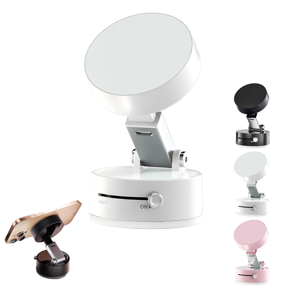 Magnetic Phone Holder With Vacuum Suction Cup, Foldable Car Mount For All Smartphones Home Travel White 9092120015645