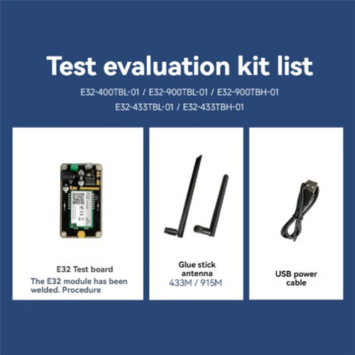 Placa de Teste de Receptor e Transmissor LoRa IOT de 433 MHz e 3,0 DBi E32-433TBH-01 com Cabo USB de Antena e Módulo E32-433T30S 2