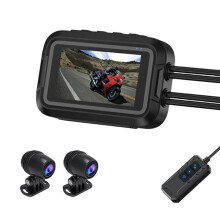 V9 Dashcam per Moto WiFi 1080P Fotocamera Anteriore Posteriore Videoregistratore per Moto Impermeabile con Monitor di Parcheggio A
