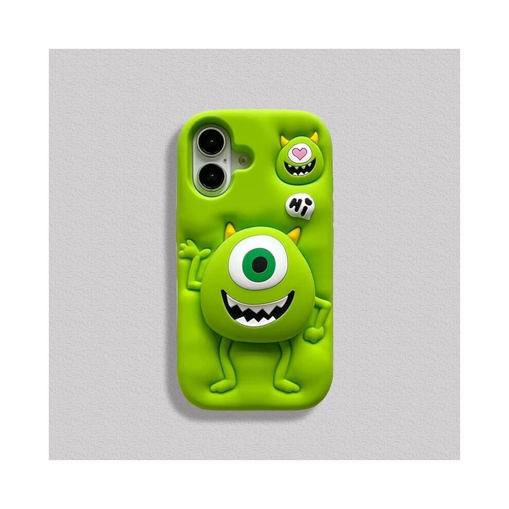 Cute Cartoon Silicone Kickstand Case For Iphone 15 Pro Max, Shockproof Soft Cover For Kids Green 9092120016772