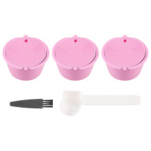 1Set Refillable Coffee Capsules Pods Reusable Coffee Filter Plastic with Spoon Brush High Quality