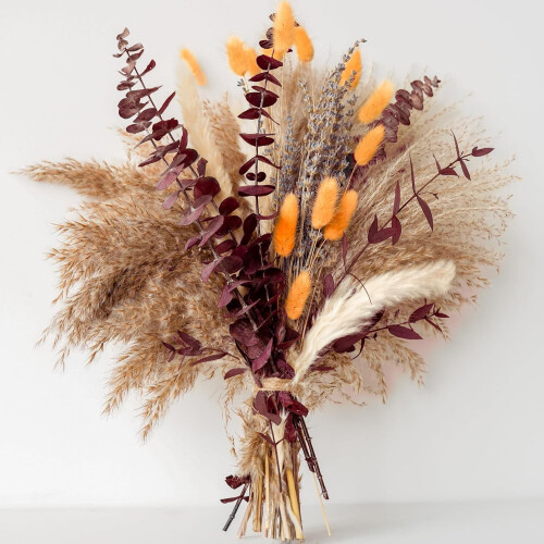 Boho-Trockenblumenstrauß mit Pampasgras, Lavendel und Eukalyptus
