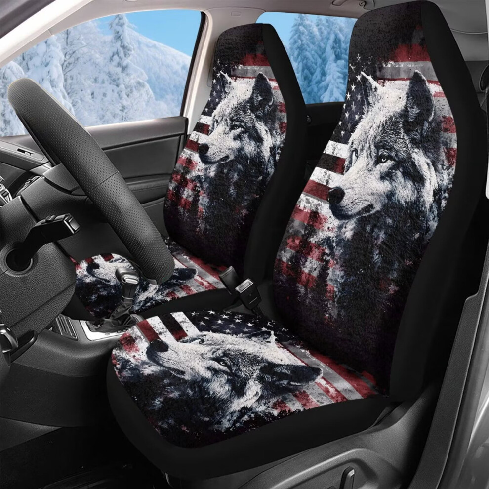 Forest Wolf Usa Flag Car Seat Covers, Universal Fit For Cars, Trucks, Vans, Suvs Â 2 Pack, Easy Install, Compatible With Most Vehicles Coral 9365509733424