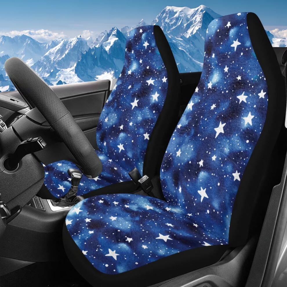 Starry Print High-Back Stretch Car Seat Covers, Soft Fuzzy Fur, Fit Most Cars/Suvs/Sedans/Hatchbacks, Set Of 2 Coral 9365509733165