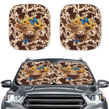 Cow Butterfly Highland Cow Car Sun Shade, 2 PCS Universal Windshield Sun Visor for SUVs, Trucks & Vehicles – Compatible with All Cars
