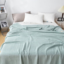 Waffle Blanket, Cotton Queen Size – Lightweight, Breathable Summer & Spring Blanket, Soft Woven Towel Blanket (Light Blue, 80x60 in)