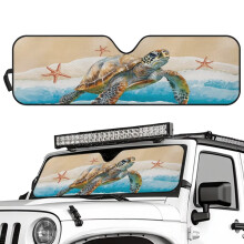 Beach Turtle Starfish Car Sun Shade for Jeep Wrangler JL/JLU 2018–2025 & Gladiator JT 2020–2025 – Windshield Heat Shield Compatible
