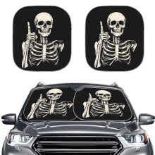 Skull Print Heat-Resistant Car Sunshade Pack of 2