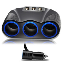 Adattatore di alimentazione USB per presa accendisigari auto 12-24V a 3 vie
