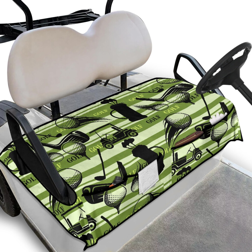 Golf Ball Print Golf Cart Seat Covers For Club Car, Washable, 4 Front Pockets, Compatible With 2-Passenger Front Seats 9365509735305