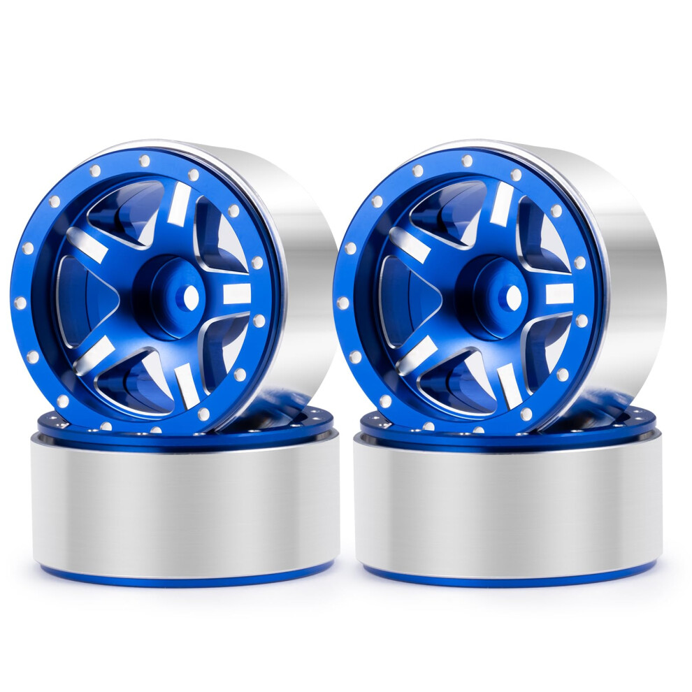 Rc Crawler Aluminum Wheels 1.3 Inch Beadlock Rims Cnc Aluminum Lightweight Design For Scx24 Trx4m 1/24 1/18 Upgrade Blue 9771547393467