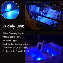 4X DC12V para Marinho Redondo LED Luzes de Cortesia Convés da Cabine 6 LED Marcador Lateral Luz Navigatioin Azul Claro