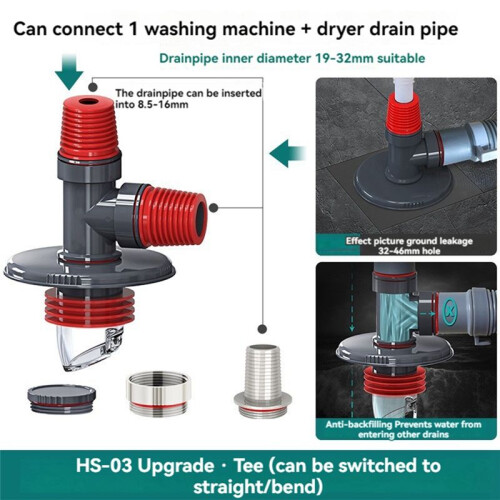 Multifunctional Washing Machine Drain-Pipe Sewer Pipe Special Floor Drain Connector Deodorant Anti-Overflow Adapter E 1