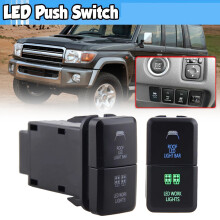2X 12V Car Dual LED Light Bar /Green -Off Push Button for Prado Reiz Hilux Landcruiser Light Button
