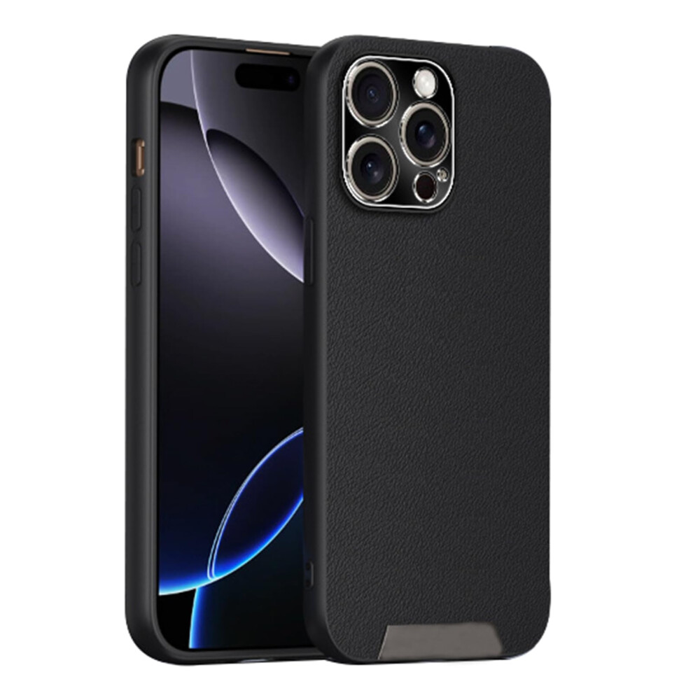 Slim Leather Case For Iphone 16 Plus/16 Pro Max, Full Metal Lens Protection, Antifingerprint Matte Finish, Black 9771547393702