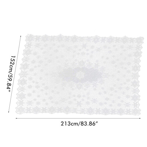 Christmas Tablecloth White Snowflake Lace 70x144 in 2
