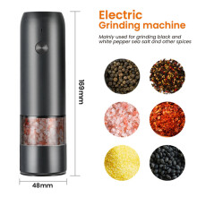 2X Electric Automatic Mill Pepper and Salt Grinder USB Charging Spice Salt Pepper Grinder Adjustable(Black)