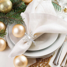 12 Stück Schneeflocke Servietten Ringe Weihnachten Schneeflocke Servietten Halter Ringe (Silber)
