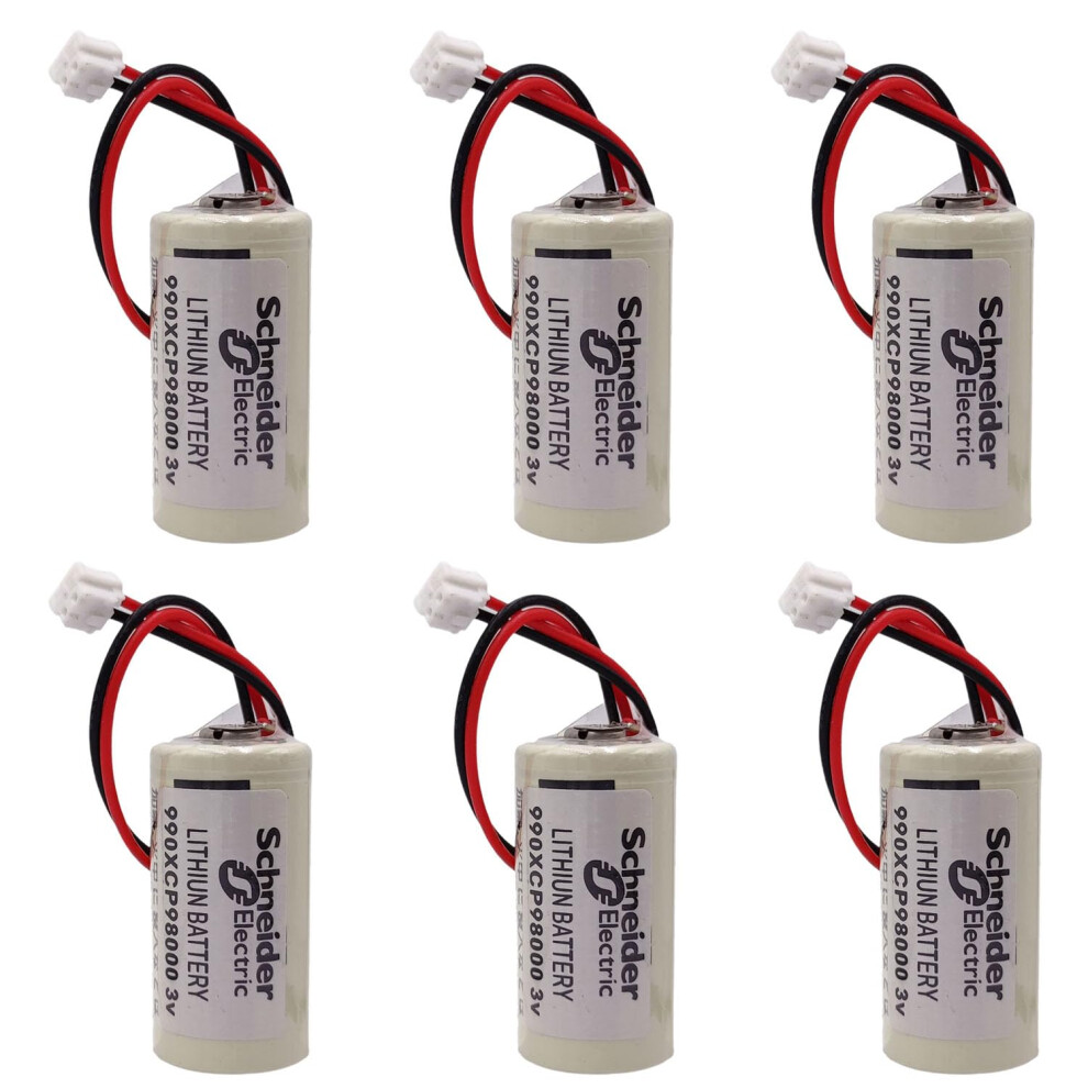 (6Pack) 990Xcp98000 3V 1800Mah Plc Lithium Battery For Schneider Modicon Quantum 140 Cpu, Reliable Industrial Backup 9092120018158