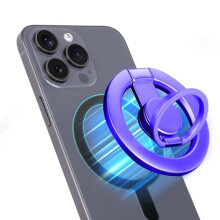 Magnetic Phone Ring Holder Magnetic Grip Kickstand Hook Compatible with MagSafe for iPhone 16 15 14 13 12 Purple