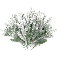 Kunstmatige groene takken voor kerstdecoratie, kunstmatige besneeuwde dennennaalden van 29 cm, realistisch ontwerp, besneeuwde dennentakken,
