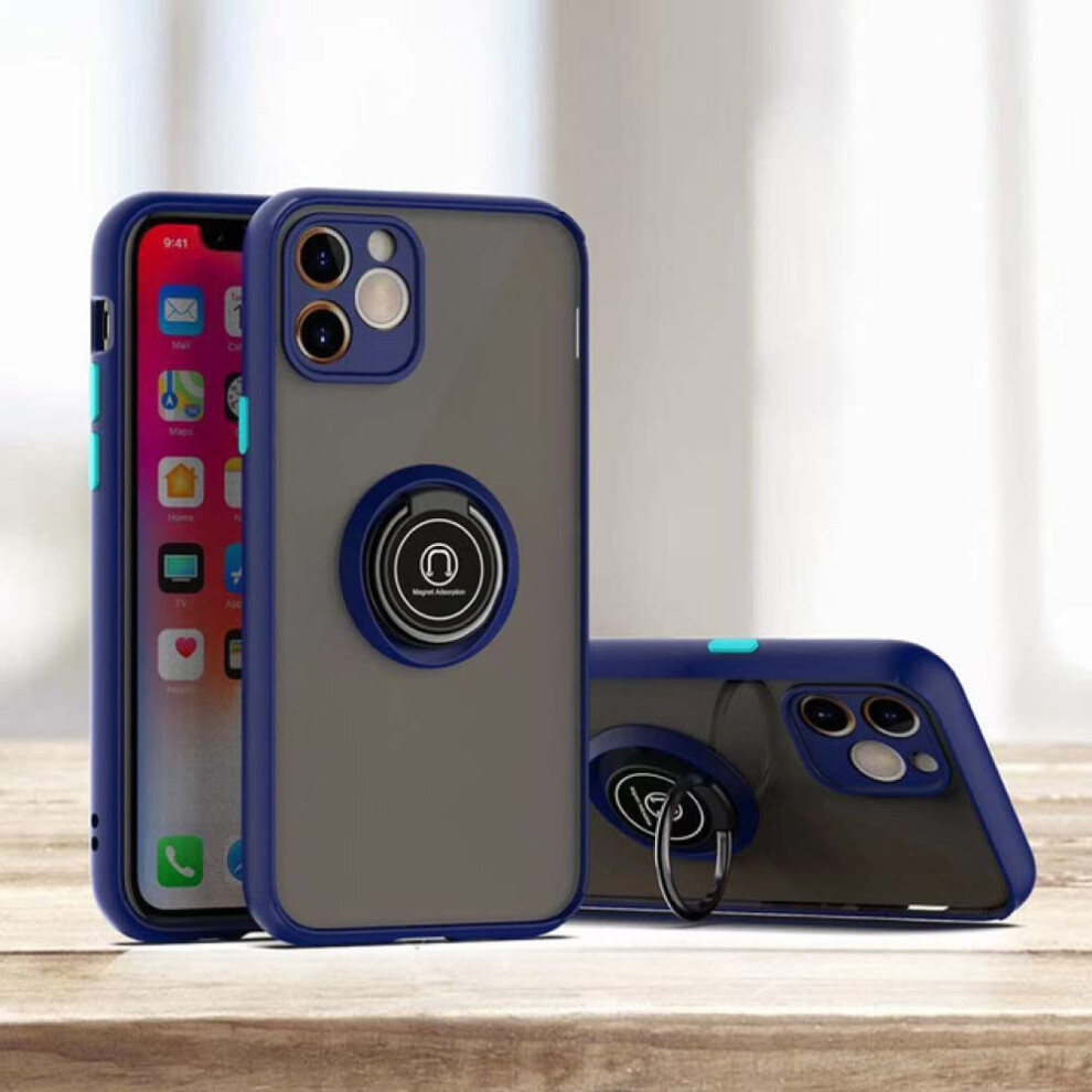 Case For Iphone 7 Matte Slim Tpu Shockproof Cover With Ring Stand And Raised Camera Lens Guard Blue 9771547394730
