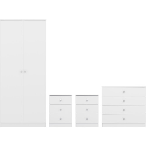 Seconique Denver 2 Door Wardrobe Bedroom Set - White Gloss