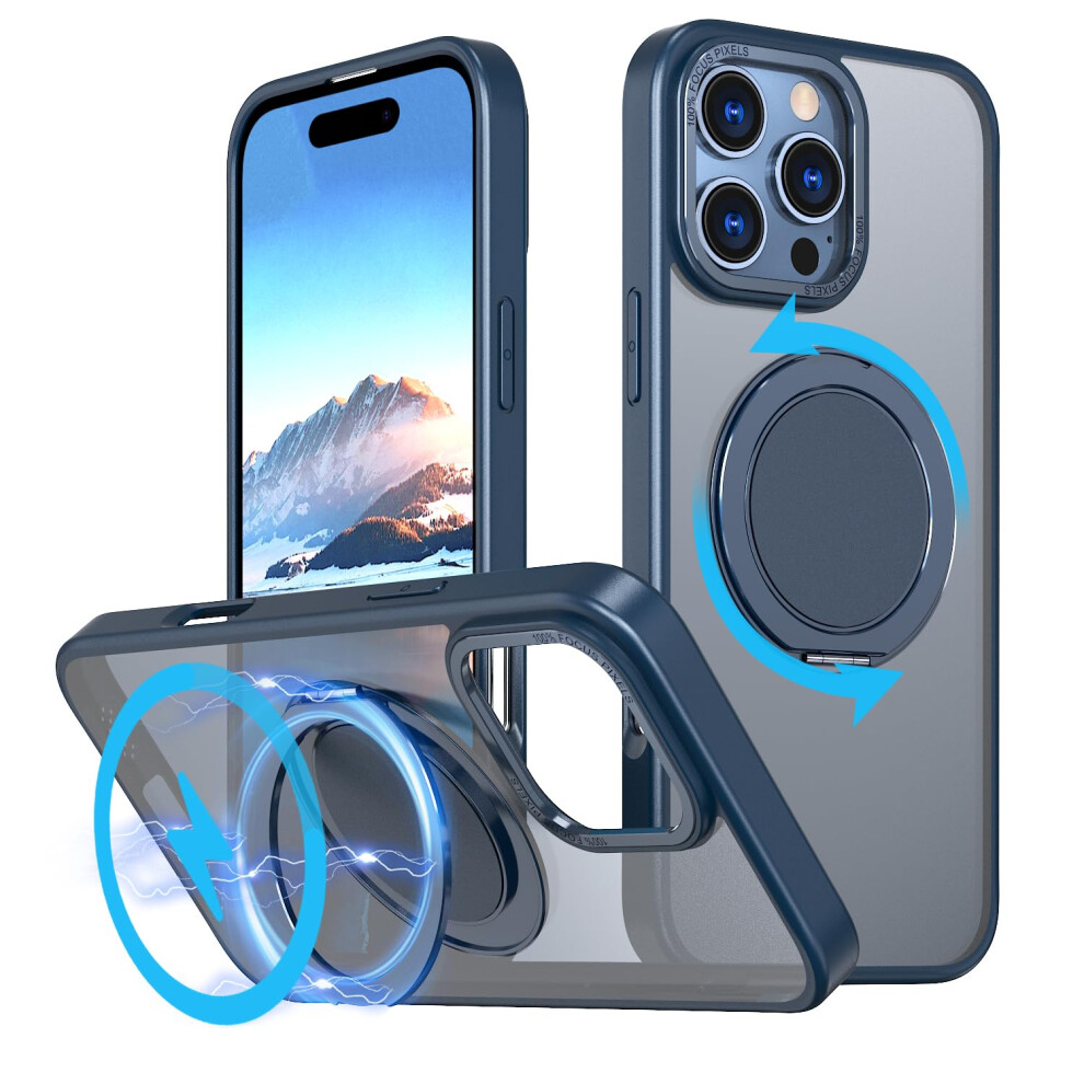 Case With 360 Rotating Magnetic Ring Kickstand Shockproof Translucent Design For Magsafe Iphone 16 Pro Max 9771547395423