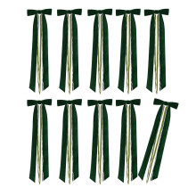 10 Stück Weihnachtsbaum-Bowknoten-Dekoration, lange-dunkelgrün