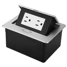 2 Outlets - Floor Electrical Outlet Recessed Hidden Countertop Socket Floor Outlet Covers Box for Office US Plug