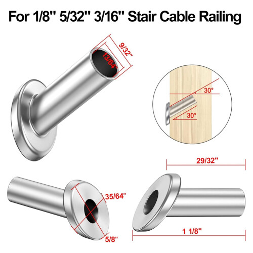 40 Pack Angle Beveled Protector Sleeves, Wood Post Protector Stair Cable Railing 3/16, 30 Degree 2