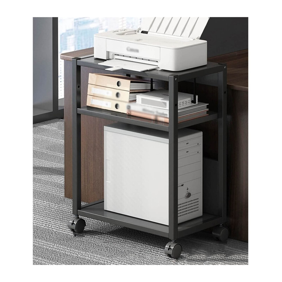 Adjustable Rolling Printer Stand With Storage Shelves And Wheels For Office Fax Scanner Copier Organizer 9330225695325