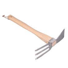 Edelstahl- und Buchenholz-Harke Handwerkzeug für Gartenarbeit, 385 mm