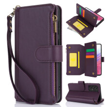 PU Leather Wallet Case Magnetic Flip Cover with Card Holder Zipper Stand Strap for Samsung Galaxy A53 5G