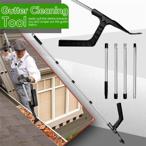 Gutter Cleaner Leaf Cleaning Tool the Gutter Tool Eaves Drain Tool Telescopic Pole to Remove Leaves and Debris 1