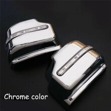 Car Rear View Mirror Cover Side Wing Mirror Cap Shell with Turn Signal Light for  Jimny Jb64 JB74 2018-2020 Silver