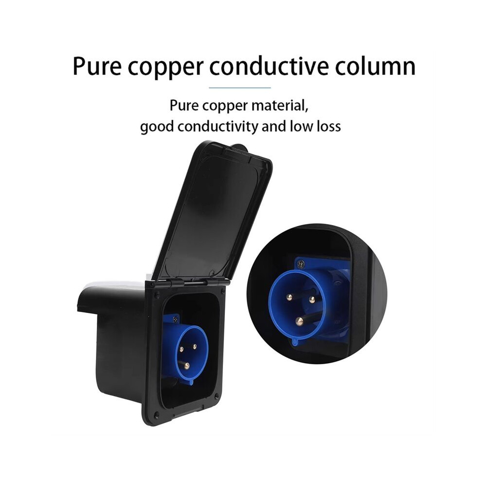 Rv Power Inlet Socket 3 Pin 32A Flush Mount Waterproof Power Receptacle For Motorhome Trailer Rv Power Inlet Plug Black 6031141157524