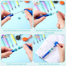 10pcs Bead Pens Black Ink Ballpoint Pen DIY Pen Retractable Badge Roller Pen Ballpoint Pen for Students Teachers School