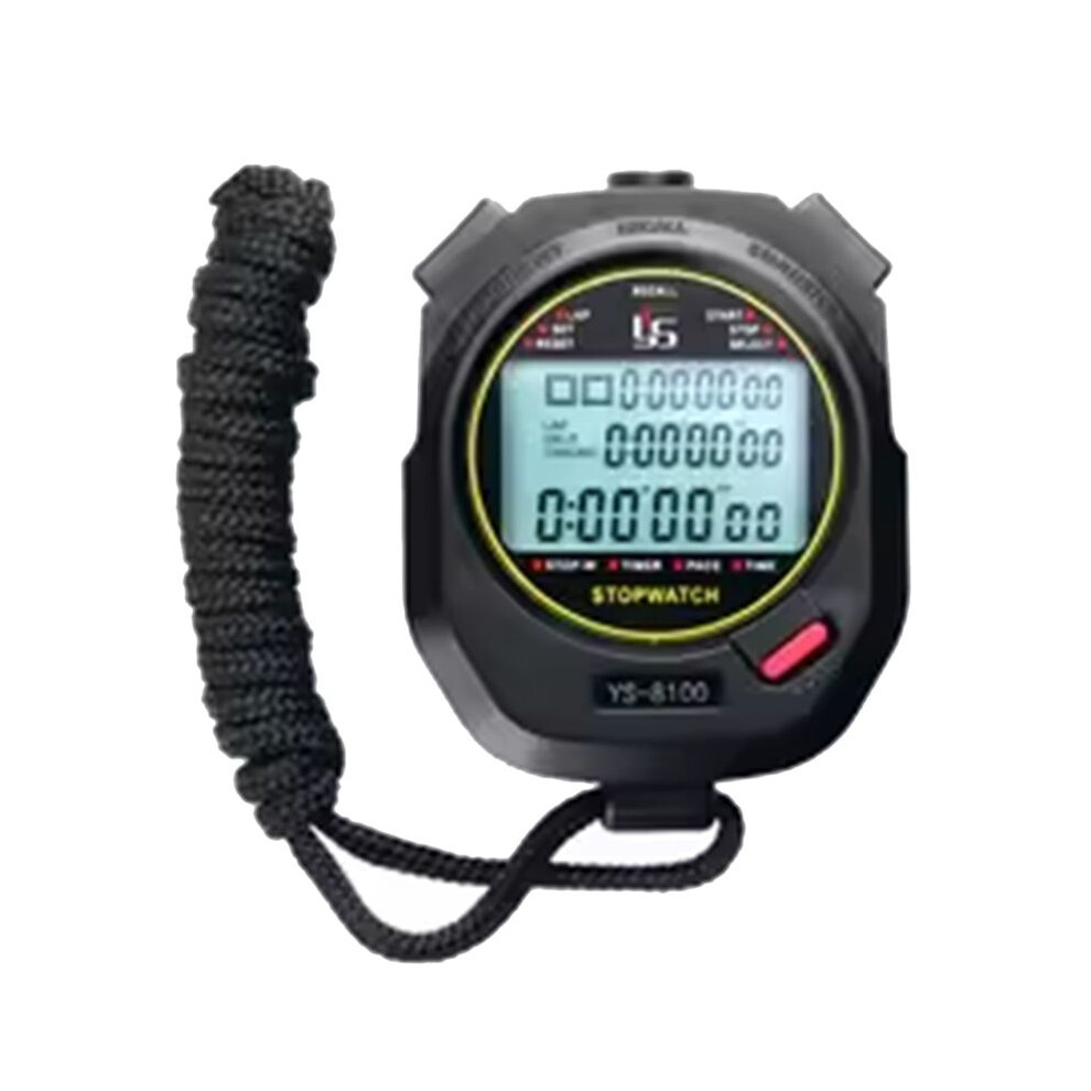 Sport Handheld Stopwatch Timer Alarm Clock Digital Stopwatch1/1000 Second Timing Electronic Chronograph Timer Ys-8100 Black 4711312411472