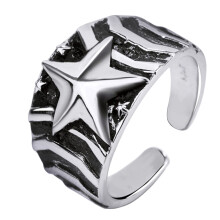 1St Koperen Vijfpuntige Ster Herenring Stijlvolle Punk Ring Accessoire