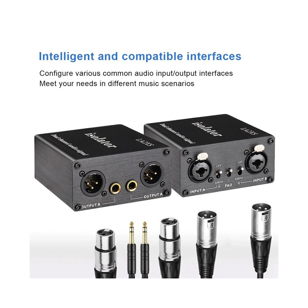 2-Channel Xlr Audio Isolator Noise Reduction Filter Eliminates Current Noise 6.5 Xlr Mixer Audio Isolators 6032462432536