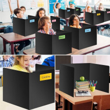 8 Pack Desk Dividers for Students, Waterproof Plastic Study Carrel Divider, Easy to Clean Privacy Classroom Shield White