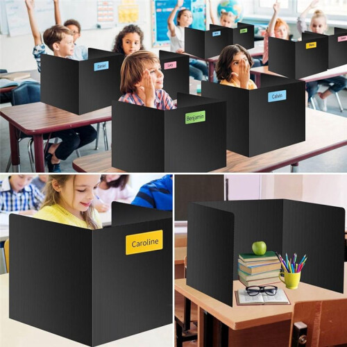 8 Pack Desk Dividers for Students, Waterproof Plastic Study Carrel Divider, Easy to Clean Privacy Classroom Shield White