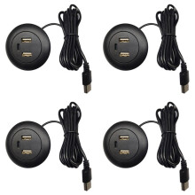 4X Desktop Hole Embedded USB Hub Type-C USB Charger 3 in 1 Splitter