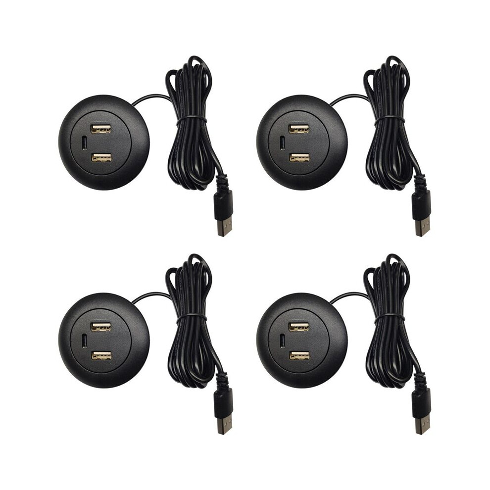 4X Desktop Hole Embedded Usb Hub Type-C Usb Charger 3 In 1 Splitter 6033615733487