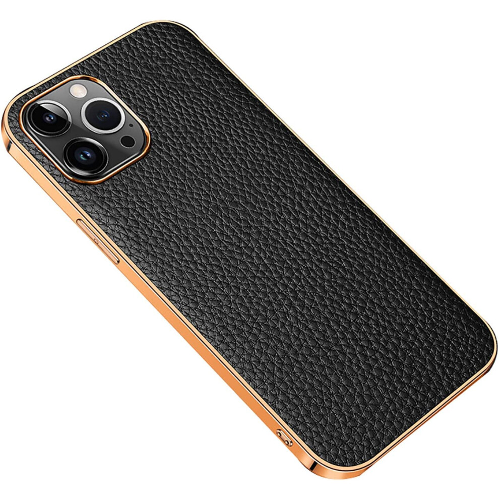 Leather Case For Iphone 14 Pro Max, Slim Tpu Bumper Cover With Camera Protection, Black 9092120020793