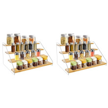 2st 12 Inch Kruidenrek Organizer voor Kast - Houten 4-Laags Displaystandaard - Ruimtebesparende Displayplankverhoger voor Parfum Cupcake