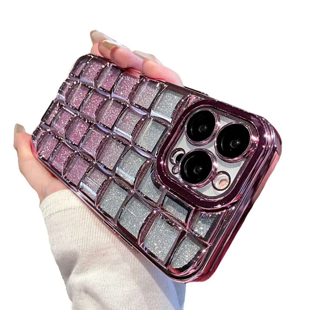 Luxury Electroplated Clear Glitter Rose Shockproof Slim Case With Camera Lens Protection For Iphone 13 Pro Max Gold 9092120020816