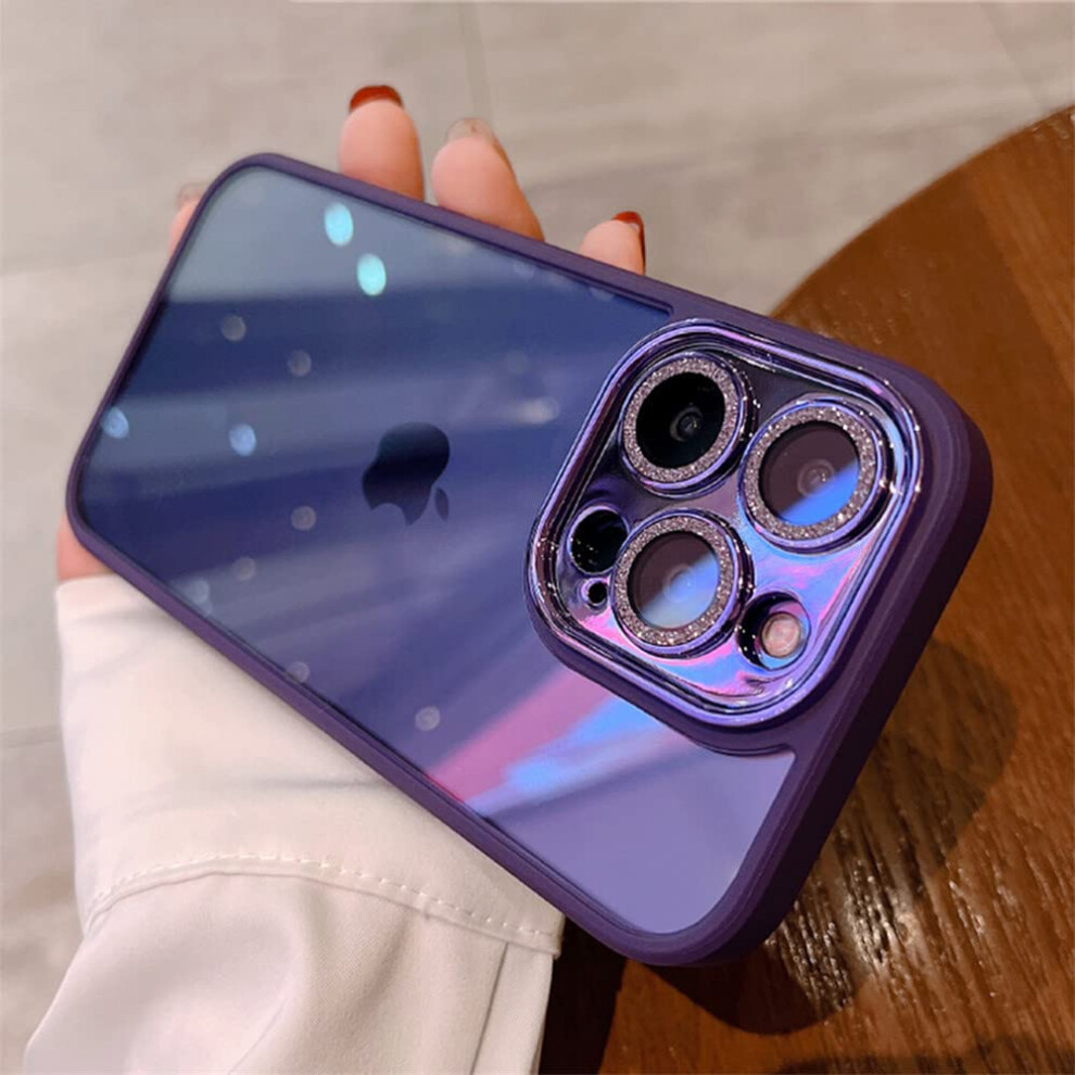Clear Glitter Case With Diamond Plating, Shockproof Hybrid Protection And Lens Safeguard For Iphone 13 9771547397625