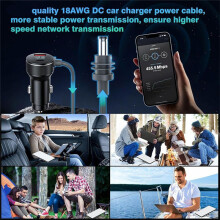 3-in-1 for Starlink   Power Cable 65W Fast Charger Type-C USB Socket Cigarette Lighter with LED Voltmeter Display